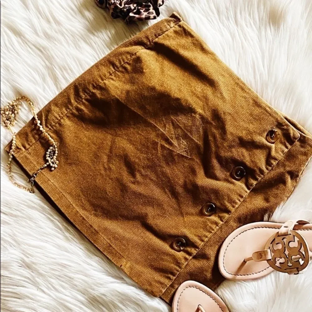 Rewash Corduroy Button Skirt Mustard Brown Youth XL